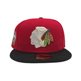 Red Chicago Blackhawks Black Visor Green Bottom 2025 Winter Classic Side Patch New Era 59Fifty Fitted