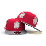 Red Chicago Cubs Paint Drip Logo Dark Gray Visor Gray Bottom Cubs Side Patch New Era 9Fifty Snapback