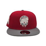 Red Chicago Cubs Paint Drip Logo Dark Gray Visor Gray Bottom Cubs Side Patch New Era 9Fifty Snapback