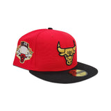 Red Chicago Bulls Black Visor Gray Bottom Gameday Gold Pop Stars Side Patch New Era 59Fifty Fitted