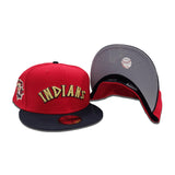 Red Cleveland Indians Navy Blue Visor Gray Bottom 100 Seasons Side Patch 59fifty Fitted
