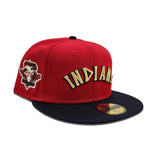 Red Cleveland Indians Navy Blue Visor Gray Bottom 100 Seasons Side Patch 59fifty Fitted