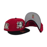 Red Glow In The Dark Anaheim Mighty Ducks Black Visor Gray Bottom 30th Anniversary Side Patch New Era 59Fifty Fitted