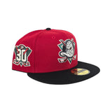 Red Glow In The Dark Anaheim Mighty Ducks Black Visor Gray Bottom 30th Anniversary Side Patch New Era 59Fifty Fitted