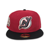 Red Glow In The Dark New Jersey Devils Black Visor Gray Bottom 1995 Stanley Cup 20th Anniversary Side Patch New Era 59Fifty Fitted