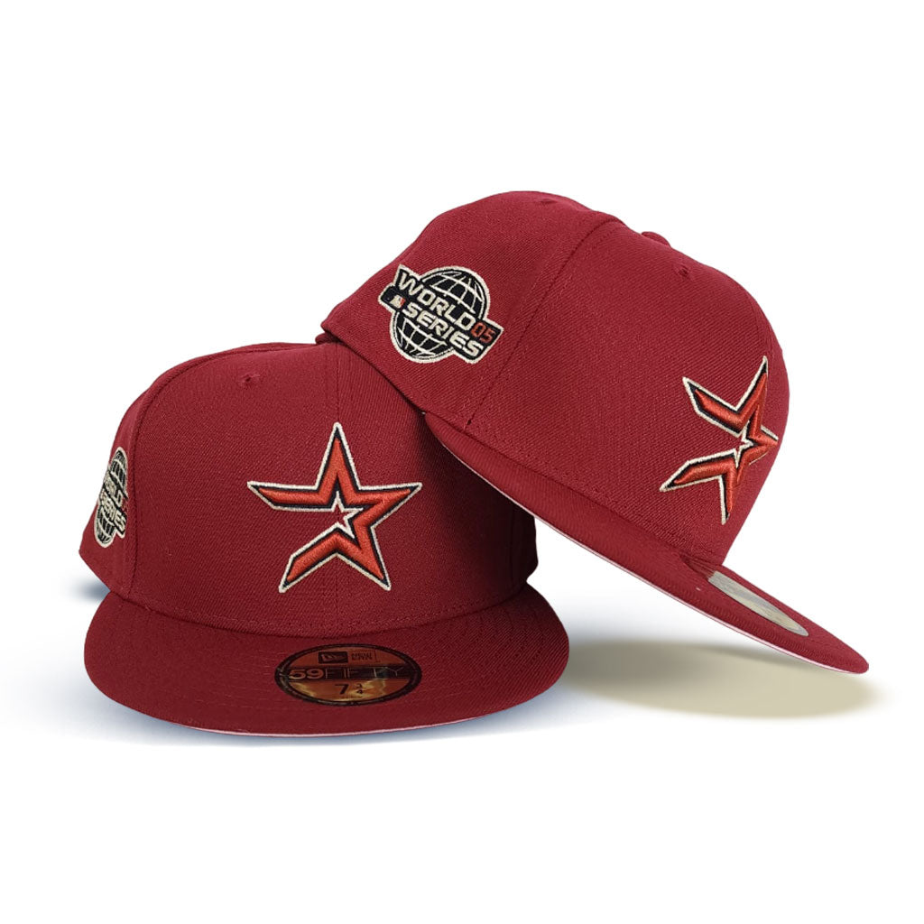 Brick Red Houston Astros Pink Bottom 2005 World Series Side Patch New Era 59Fifty Fitted