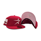 Red Houston Astros Pink Bottom 2000 Inaugural Season Side Patch "Valentines Day Collection" New Era 59Fifty Fitted