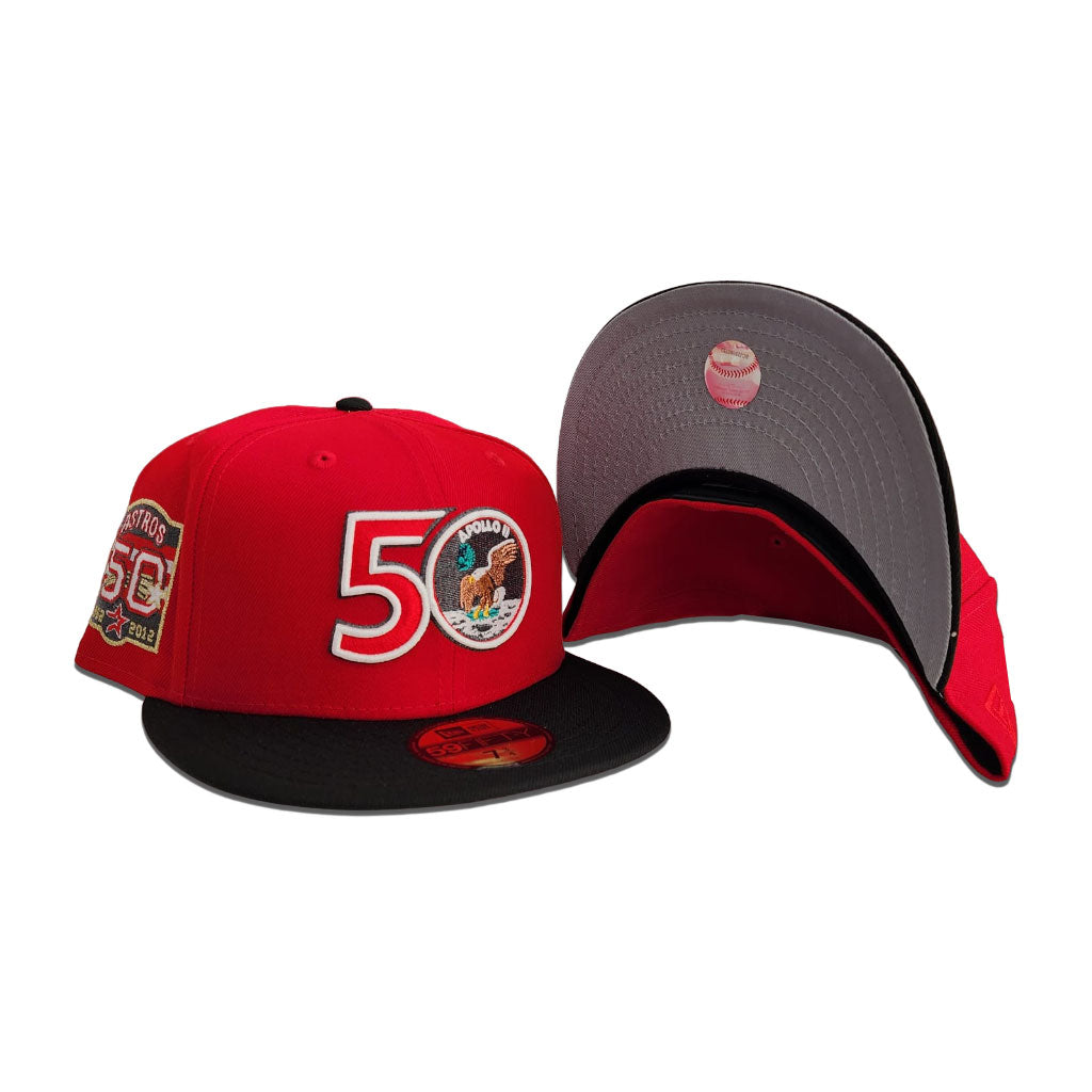 Red 50th Anniversary Houston Astros Black Visor Gray Bottom 50th Side Patch New Era 59Fifty Fitted