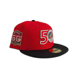 Red 50th Anniversary Houston Astros Black Visor Gray Bottom 50th Side Patch New Era 59Fifty Fitted