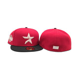 Red Houston Astros Black Visor Pink Bottom 2005 World Series Side Patch "Valentines Day Collection" New Era 59Fifty Fitted