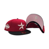 Red Houston Astros Black Visor Pink Bottom 2005 World Series Side Patch "Valentines Day Collection" New Era 59Fifty Fitted