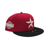 Red Houston Astros Black Visor Pink Bottom 2005 World Series Side Patch "Valentines Day Collection" New Era 59Fifty Fitted