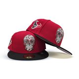 Red Sugar Glow In The Dark Skull Houston Texans Black Visor Pink Bottom Texans Logo Side Patch New Era 59Fifty Fitted