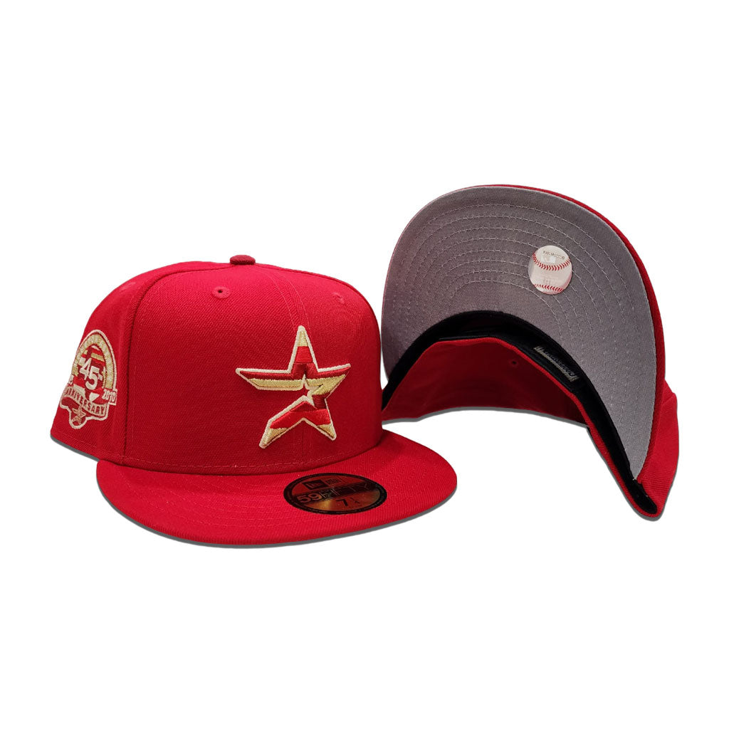 Red Houston Astros Gray Bottom 45th Anniversary Side Patch New Era 59Fifty Fitted