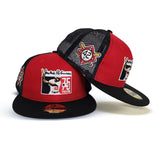 Red Jackie Robinson 75th Years Black Trucker Gray Bottom 42 Side Patch New Era 59Fifty Fitted