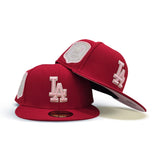 Red Los Angeles Dodgers Pink Bottom 1984 Olympic Side Patch New Era 59Fifty Fitted