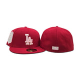 Red Los Angeles Dodgers Pink Bottom 1984 Olympic Side Patch New Era 59Fifty Fitted