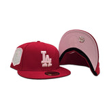 Red Los Angeles Dodgers Pink Bottom 1984 Olympic Side Patch New Era 59Fifty Fitted