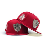 Red Las Vegas Raiders 60th Anniversary Side Patch New Era Silver Metal Badge 9Fifty Snapback