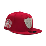 Red Las Vegas Raiders 60th Anniversary Side Patch New Era Silver Metal Badge 9Fifty Snapback