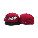 Red Script Los Angeles Dodgers Black Visor Gray Bottom 40th Anniversary Side Patch New Era 59Fifty Fitted