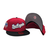 Red Script Los Angeles Dodgers Black Visor Gray Bottom 40th Anniversary Side Patch New Era 59Fifty Fitted