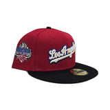 Red Script Los Angeles Dodgers Black Visor Gray Bottom 40th Anniversary Side Patch New Era 59Fifty Fitted