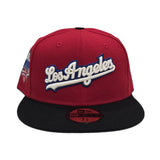 Red Script Los Angeles Dodgers Black Visor Gray Bottom 40th Anniversary Side Patch New Era 59Fifty Fitted