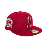 Red Los Angeles Angels Gray Bottom 50th Anniversary Side Patch New Era 59Fifty Fitted