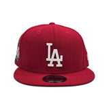 Red Los Angeles Dodgers White Metal Badge Gray Bottom 2024 World Series Side Patch New Era 9Fifty Snapback