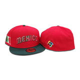 Red Mexico Dark Green Visor Gray Bottom 2023 World Baseball Classic New Era 59Fifty Fitted