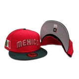 Red Mexico Dark Green Visor Gray Bottom 2023 World Baseball Classic New Era 59Fifty Fitted