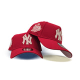 Red New York Yankees Curved Brim Pink Bottom 1999 World Series Side Patch "Valentines Day Collection" New Era 9Forty Snapback