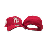 Red New York Yankees Curved Brim Pink Bottom 1999 World Series Side Patch "Valentines Day Collection" New Era 9Forty Snapback