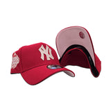 Red New York Yankees Curved Brim Pink Bottom 1999 World Series Side Patch "Valentines Day Collection" New Era 9Forty Snapback