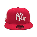 Red New York Yankees Heart Pink Bottom 1999 World Series Side Patch "Valentines Day Collection" New Era 9Fifty Snapback