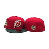 Red New Jersey Devils Dark Green Visor Gray Bottom 2013 Stanley Cup Side Patch New Era 59Fifty Fitted