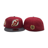 Brick Red New Jersey Devils Dark Gray Visor Green Bottom 30th Anniversary Side Patch New Era 59Fifty Fitted