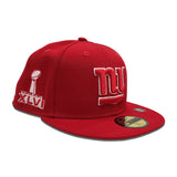 Red New York Giants Gray Bottom Super Bowl XLVI Side Patch New Era 59Fifty Fitted