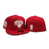 Red New York Knicks Gray Bottom Eastern Conference Side Patch New Era 59Fifty Fitted