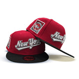 Red New York Mets Black Visor Green Bottom 25th Anniversary Side Patch New Era 59Fifty Fitted