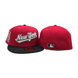 Red New York Mets Black Visor Green Bottom 25th Anniversary Side Patch New Era 59Fifty Fitted