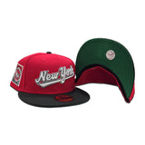 Red New York Mets Black Visor Green Bottom 25th Anniversary Side Patch New Era 59Fifty Fitted