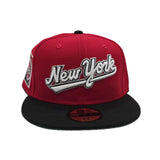 Red New York Mets Black Visor Green Bottom 25th Anniversary Side Patch New Era 59Fifty Fitted