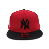 Red New York Yankees Black Visor Metallic Silver Bottom 2000 Subway Series Side Patch New Era 9Fifty Snapback