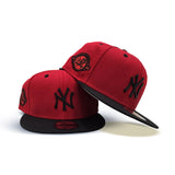 Red New York Yankees Metal Badge Black Visor Metallic Silver Bottom 100th Annniversary Side Patch New Era 9Fifty Snapback