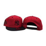 Red New York Yankees Metal Badge Black Visor Metallic Silver Bottom 100th Annniversary Side Patch New Era 9Fifty Snapback