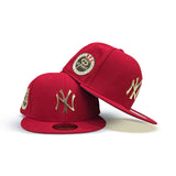 Red New York Yankees Gold Metal Badge Gray Bottom 1962 World Series Side Patch New Era 59Fifty Fitted