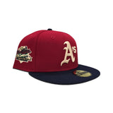 Red Oakland Athletics Navy Blue Visor Green Bottom World Series Battle of The Bay Side Patch New Era 59Fifty Fitted