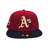 Red Oakland Athletics Navy Blue Visor Green Bottom World Series Battle of The Bay Side Patch New Era 59Fifty Fitted